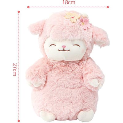 Witte Wolle Pop met Staande Houding Schattig Schaap Kawaii Roze Lam Super Zacht Bloemen Vasthoudend Cadeau 27cm 27CM