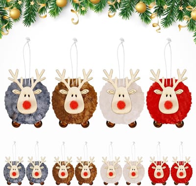 Set van 12 Kerstboom Hangers, Kerstdecoratie, Herten Motief, Feestelijke Versiering voor Kerst en Partijen, DIY Kerstversiering, Sfeervolle Decoratie voor de Feestdagen