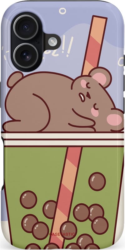 Casetastic hoesje geschikt voor Apple iPhone 17 - MagSafe - Dubbellaagse bescherming - Bubbelthee Droom - Fashion Case - Taupe Zilver Lila
