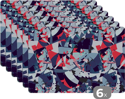 Placemat - Placemats kunststof - Patroon - Abstract - Versiering - 45x30 cm - 6 stuks - Hittebestendig - Anti-Slip - Onderlegger - Afneembaar