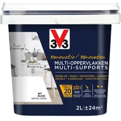 V33 Renovatie Multi-oppervlakken Verf - Zijdeglans - Wit - 2l