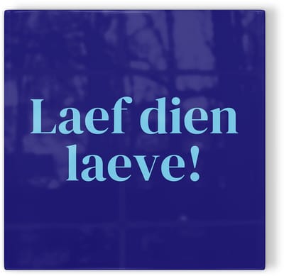 Tegeltje Limburg Laef dien Laeve! - donkerblauw lichtblauw - tegeltje stad - tegeltje met tekst
