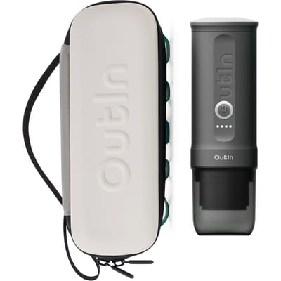 Outin Nano Bundle Draagbaar Koffiezetapparaat Compact Espresso Apparaat | Oplaadbaar | Voor Onderweg | Geschikt Voor Capsules En Gemalen Koffie | Reizen Camping Auto Gebruik