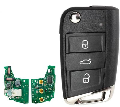 XEOD 3 knops klapsleutel - MQB48 - 433MHZ - HU66 - Complete sleutel - Met electronica - 3 knops klapsleutel geschikt voor Volkswagen - Seat - Skoda - 1 stuks