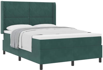 vidaXL - Boxspring - bed - met - hoofdeinde - Donkergroen - 140 - x - 190 - cm - Fluweel