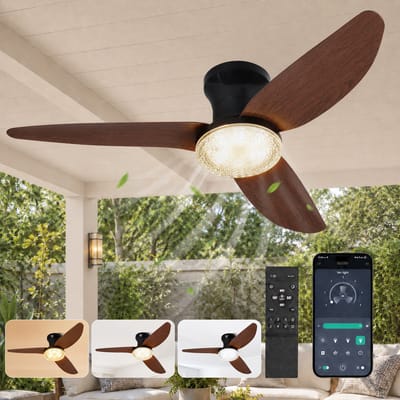 Rosnek Plafondventilator met Verlichting Kristal - 100 cm Smart Plafondventilator met Afstandsbediening & App - 6 Windsnelheden, 3 Kleurtemperaturen, Timer - Houtlook Ventilatorlamp voor Woonkamer, Slaapkamer & Terras