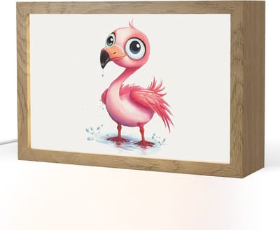 Nachtlampje 30x20 cm - Kinder lampje - Flamingo - Roze - Water - Tafellamp kinderkamer - Slaapkamer lamp - Bedlamp kinderen - Kinderlampje stopcontact - Wandlamp babykamer - Nachtlampjes