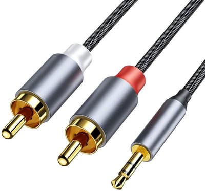 Nereb - 3.5mm Jack naar 2x RCA Tulp Audio Kabel - 1 Meter - AUX naar RCA Stereo Kabel