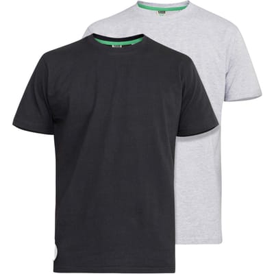 Duke Heren D555 Fenton Kingsize T-shirt (2-pack) 2XL grijs/zwart