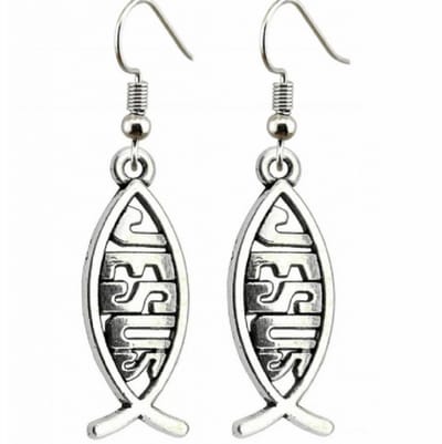 zilver Jesus oorbellen- Lang- Metaal - Charme Bijoux