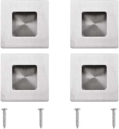 Dailygoods- Inbouw Handvat - 4 Stuks - Vierkant - Roestvrij Staal - Antioxidatiebehandeling - Voor Schuifkasten - Kastdeurgreep