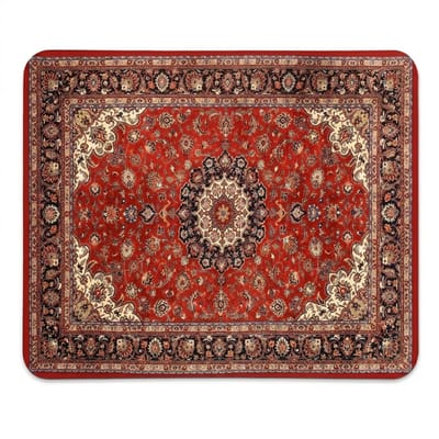 Rood vintage patroon muismat voor heren en dames – Perzisch tapijt design bureau mat antislip onderzijde rechthoekig 21 x 26 cm decoratief klassiek motief