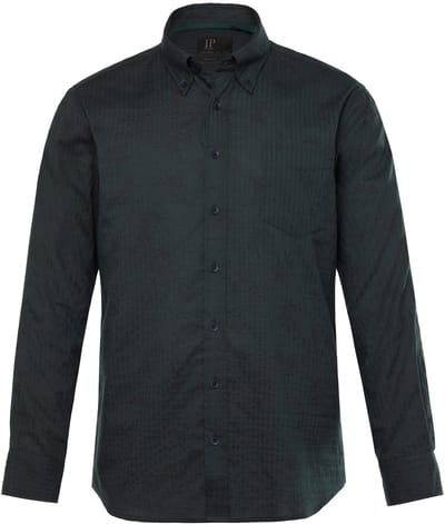 JP 1880 - Heren - Overhemd lange mouwen all-over print buttondown-kraag - Donkergroen - Maat 3XL