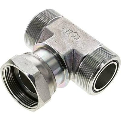 UN 2''-12 M/F Verzinkt Stalen T-stuk ORFS met wartelmoer 250 Bar - Hydrauliek - FL3T-MF-EZ-200U