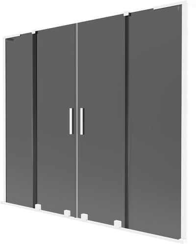 Mexen Velar L Duo badwand scherm 2-delig schuifbaar 170 x 150 , grafiet, wit - 896-170-003-42-20