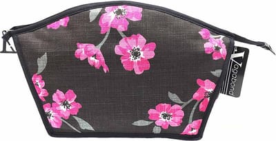 Vagabond-Toilettas-Curved Holdall "Poppy" Zwart/Rose - afmeting 22 x 7 x 13 cm.