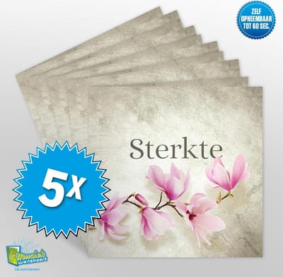 5x Muziekwenskaart - Sterkte – zelf opneembaar – 60 seconden – 21x21cm – hoge kwaliteit – inclusief envelop
