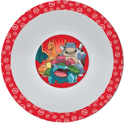 Pokémon thema kinder bordje - diep - D16 cm - kunststof - rood - kinderservies - kommetje