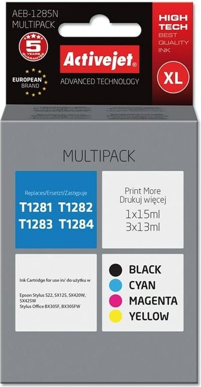 Originele inkt cartridge Activejet AEB-1285N Zwart/Cyaan/Magenta/Geel 3