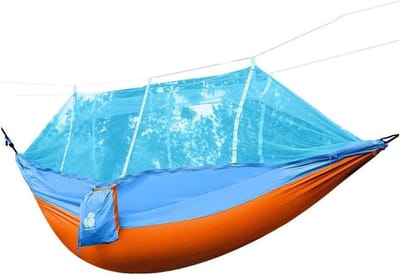 Hangmat Met Klamboe - Draagbare Kampeerhangmat - Ontspannen Buiten - Scheurvast Nylon - 260x140 cm - Oranje