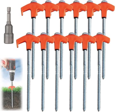 Sterke Tent Haken met Touwhouder - 12 Stuks Grondpinnen voor Camping, Tent Accessoires en Stabiliteit op Harde Grond