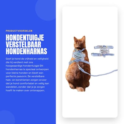 Dailygoods- Hondentuigje Verstelbaar - Hondenharnas - Hondenriem - Klein - Blauw - Hoogwaardig Corduroy