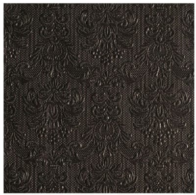 Servetten Luxe - 15x stuks - 33 x 33 cm - zwart - barok patroon - 3 laags