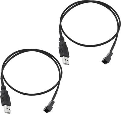 2 Stuks USB naar 3 Pin/4 Pin PC Fan Adapterkabel - 5V Voeding voor 12V Computer Ventilatoren, Ideaal voor Koeling en Stille Prestaties