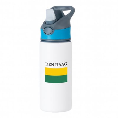 Hacebo® - Den Haag waterfles met rietje blauw - Rotterdam - Hagenezen, Hagenaren of toeristen - Vlag - Den Haag - Zuid Holland - water fles - 650ML