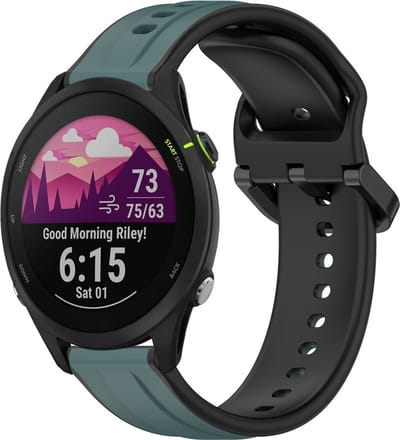 Siliconen bandje - geschikt voor Garmin Vivoactive 4 / Venu 3 / Venu 2 / Forerunner 255 / Forerunner 265 / 570 (47mm) - olijfgroen-zwart