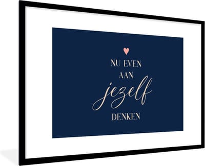 Fotolijst incl. Poster - Beterschap - Quote - Hartje - Denken - 120x80 cm - Posterlijst