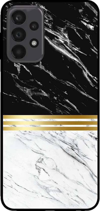 Smartphonica Telefoonhoesje voor Samsung Galaxy A23 marmer look - backcover marmer hoesje - Zwart Wit geschikt voor Samsung Galaxy A23