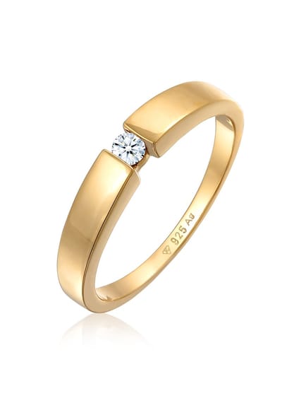 Elli PREMIUM - Ring - Dames Band Klassieke met Diamant (0.06 ct.) in 925 sterling zilver - Dames