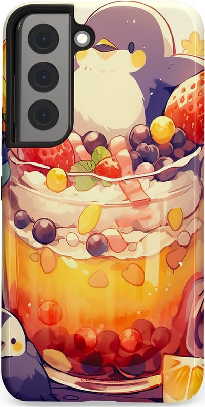 Casetastic Hoesje Geschikt voor Samsung S22 - Stijlvolle Beschermende Duo-layer Case - pinguïn Cocktail