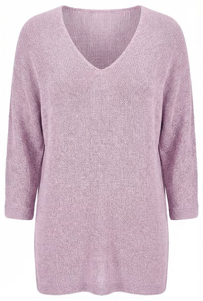 MIAMODA - Dames - Trui fijn breisel 3/4-vleermuismouwen - Oudroze - Maat 46+