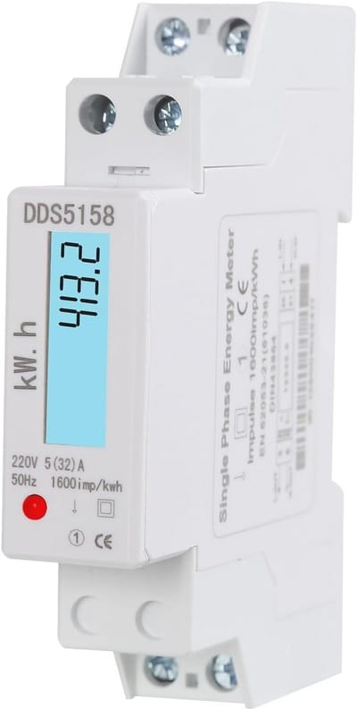 Digitale Energieteller voor Huishoudelijk Gebruik – Eenfasige kWh Meter met LCD Scherm en Achtergrondverlichting – Betrouwbare Energiecontrole
