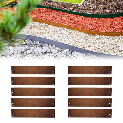 Set van 10 Borderrand Cortenstaal - Kantopsluiting - 120 cm lang, 18,5 cm hoog - Thermisch verzinken