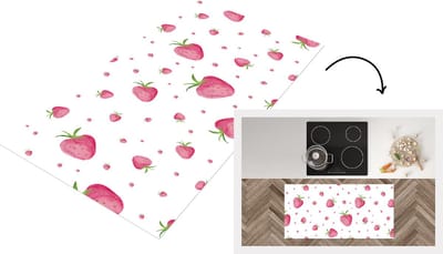 Keukenloper - Loper keuken - Aardbei - Fruit - Aquarel - 120x60 cm - Keukenloper vinyl