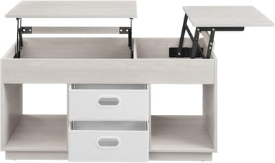 VASAGLE - Salontafel - Bijzettafel - Met Verhoogbaar Blad - 2 Lades - Verborgen Opbergvakken - Open Opbergruimte