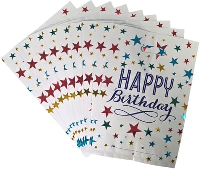 Fako Bijoux - Folie Uitdeelzakjes Happy Birthday - 10 stuks - Traktatie Zakjes Voor Uitdeelcadeautjes - Uitdeelzakjes Kinderfeestje - Verjaardag - Wit