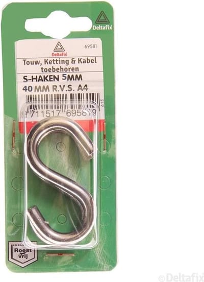 S-haken 5mm / 40mm RVS
