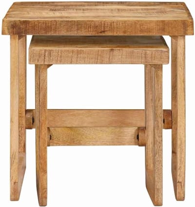 Nesttafels Massief Hout - Set Tafels - Woonkamer Decoratie - Ruimtebesparend Stapelbaar - 46 x 45 x 46 cm - Bruin