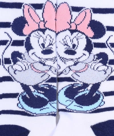 Dikke witte babymaillot met marineblauwe strepen met Minnie Mouse DISNEY