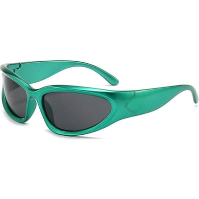 Y2K Atletische Punk Zonnebril Voor Dames Designer Vierk Goggle Voor Heren Luxe Zonnebril UV400 Kleurrijk Spiegel Stijlvolle Bril MULTI blue