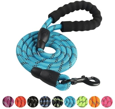2 meter lange riem met een comfortabel, gewatteerd handvat, hoge reflectie, stevig en duurzaam, geschikt voor puppy's, kleine honden, middelgrote honden en grote honden. Blauw