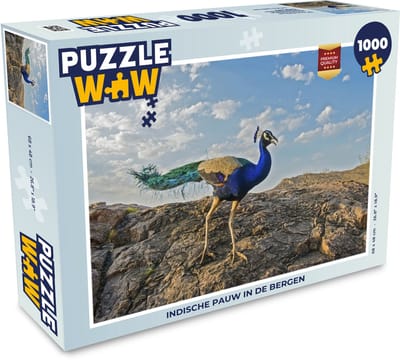 Puzzel Pauw - Berg - Blauw - Legpuzzel - Puzzel 1000 stukjes volwassenen