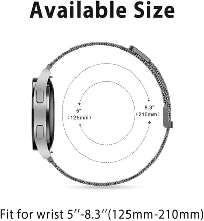 Verstelbare metalen armband 20 mm voor Samsung Galaxy Watch 4 en 4 Classic, roestvrij staal, stijlvol en duurzaam, reservearmband voor smartwatch