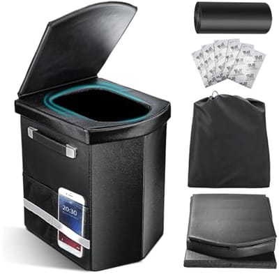 Opgewaardeerd XL Draagbaar Toilet voor Volwassenen - 16,5 Inch Hoog Campingtoilet met Deksel en Draagtas