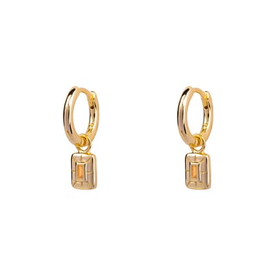 Petit Comité - Oorbellen Dames Geboortesteen November Citrien - Sterling Zilver - 18K gold plated - Dames Cadeau