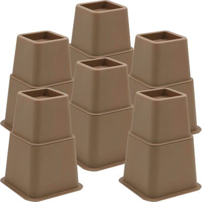 JustValue Verstelbare Meubelverhoger set - Geschikt voor 6 Poten - Stoelverhogers - Bedklossen - Tafelverhogers - 8, 11, 20 cm - Max. 600 kg - Bruin